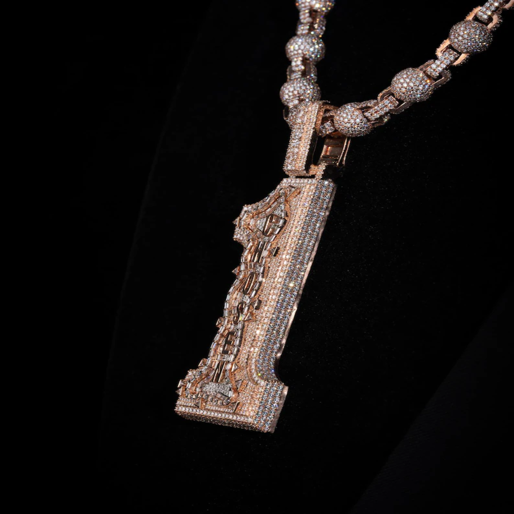 Iced Custom Number Silver Letter Pendant Moissanite Diamond