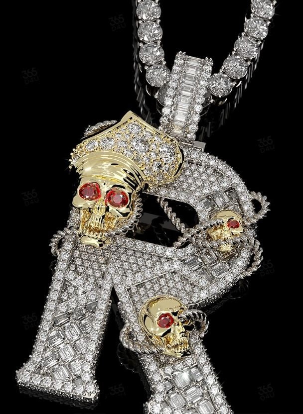 925 Silver VVS Moissanite Diamond Skull Design HipHop Pendant