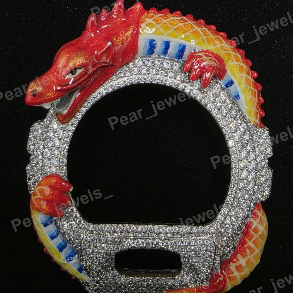 VVS Moissanite Diamond Dragon Dial Iced Out Hip Hop Statement Bezel For 6900 Series