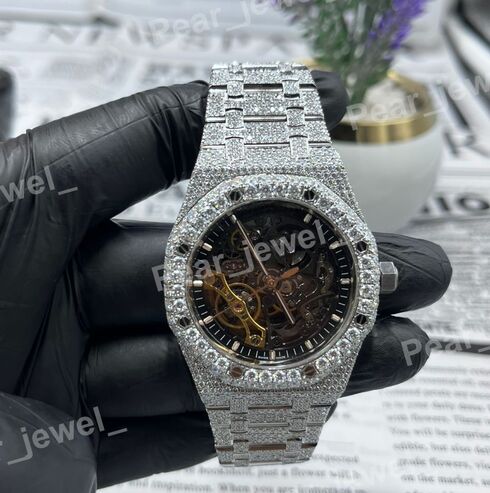 Iced Out VVS Moissanite Diamond with Stainless Steel Watch