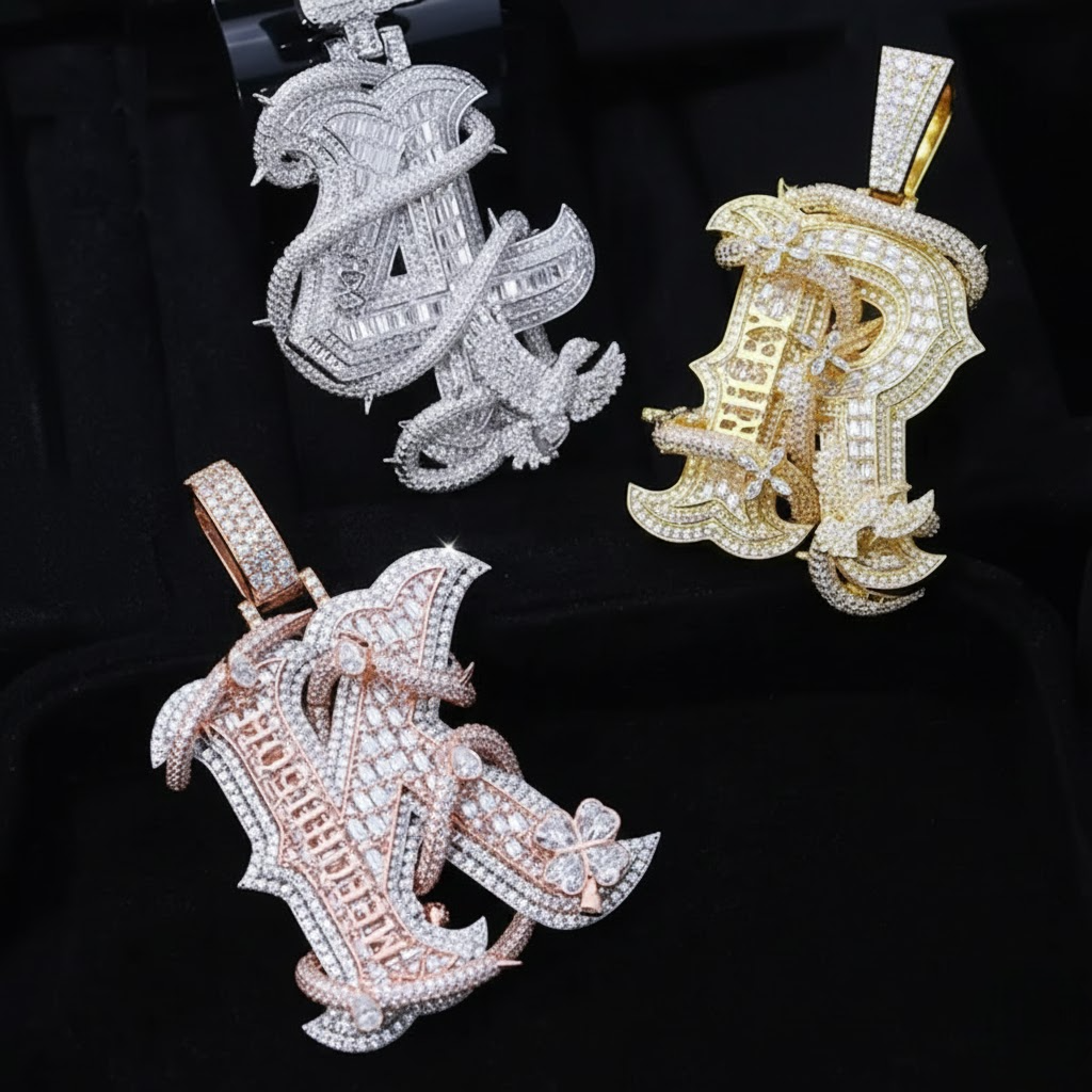 Uniquely Customize Latter Pendant With 925 Silver Moissanite Diamond