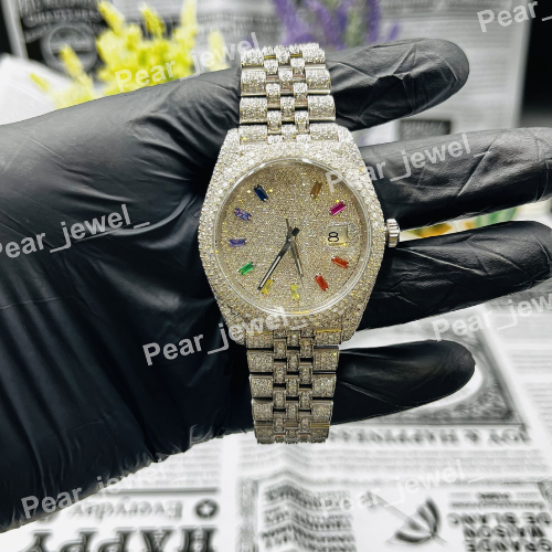 Iced Out Stainless Steel VVS Moissanite Diamond Wrist Watch