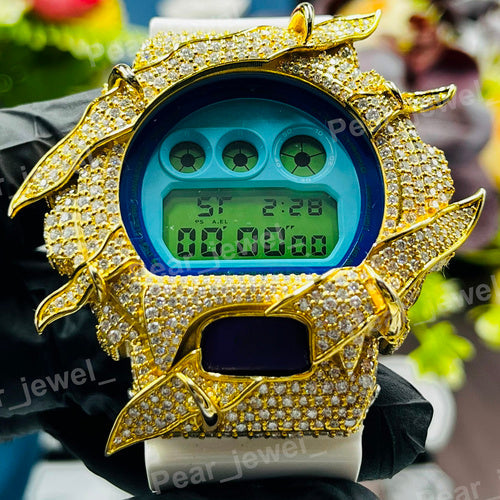 Iced Out Digital Moissanite Diamond Hip Hop Bling Wrist Watch For Unisex Wear