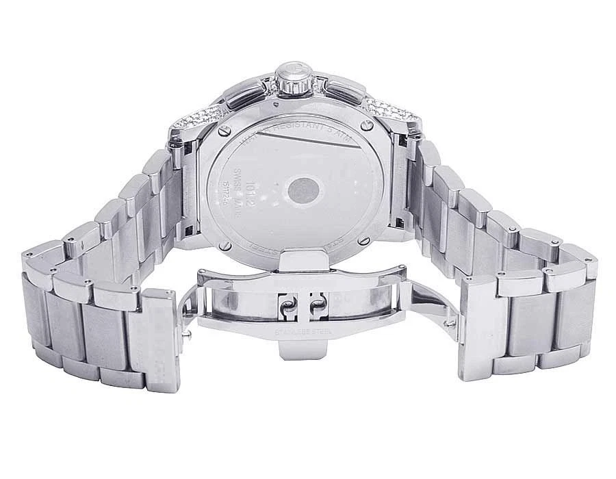 Stainless Steel Iced Out VVS Moissanite Diamond Black Dial Wrist Watch