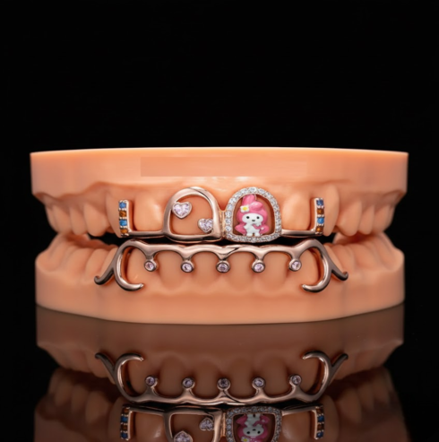 925 Silver Moissanite Colour Full Customize Unisex Grill
