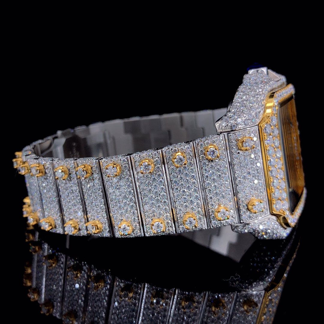 Iced Out Stainless Steel VVS Moissanite Diamond Bust Down Watch
