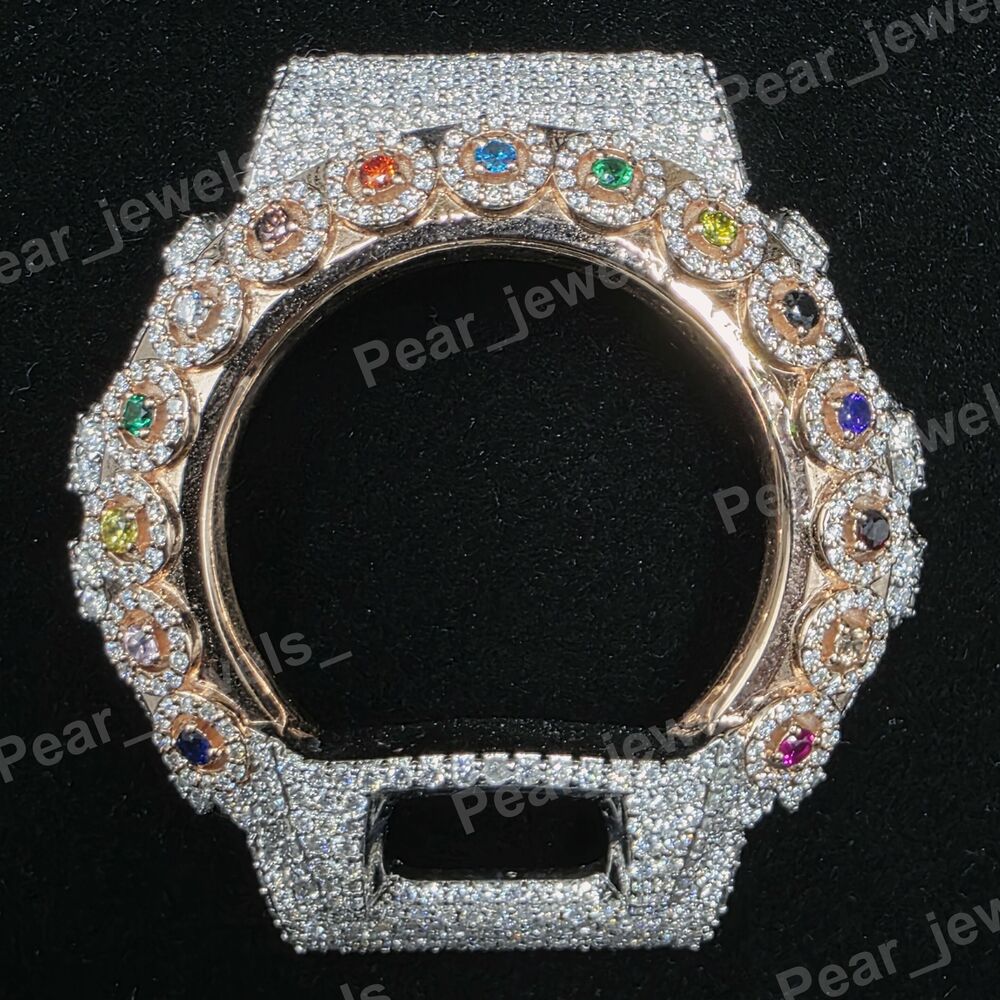 Multicolour Color Stone & VVS Moissanite Diamond Iced Out Luxury Statement Bezel For 6900 Series