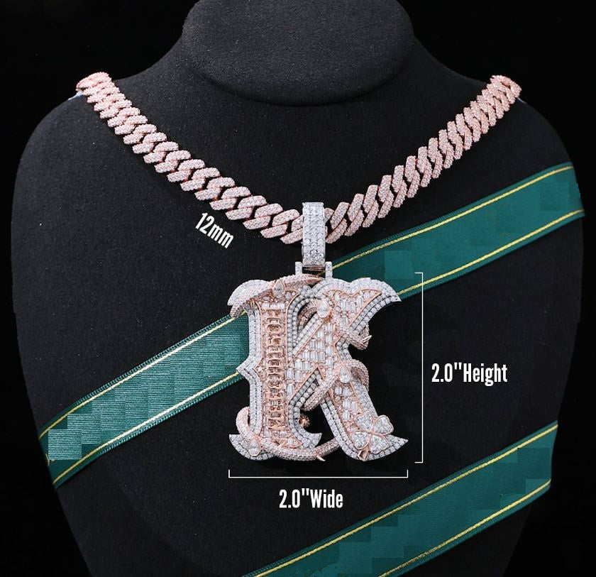 Uniquely Customize Latter Pendant With 925 Silver Moissanite Diamond