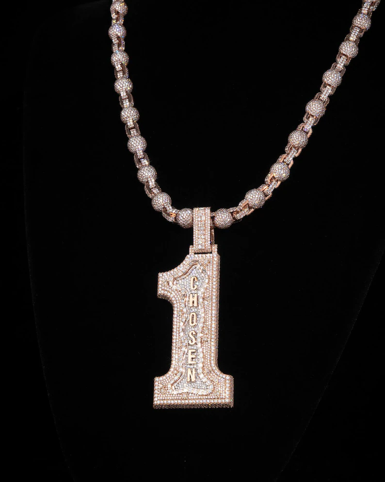 Iced Custom Number Silver Letter Pendant Moissanite Diamond