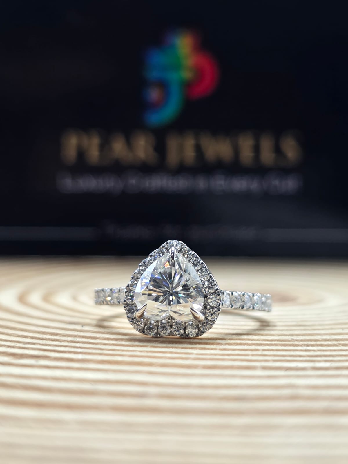 Elegant Heart Shape Moissanite Engagement Ring Halo Luxury Bridal Ring