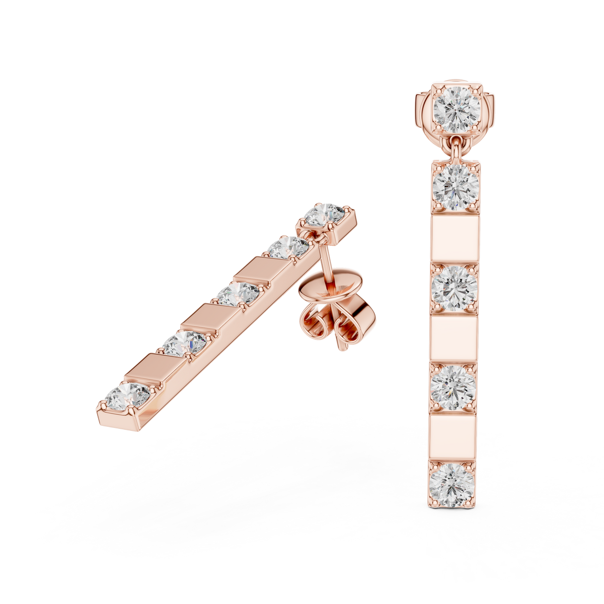 Diamond Strip Round Diamond Earring