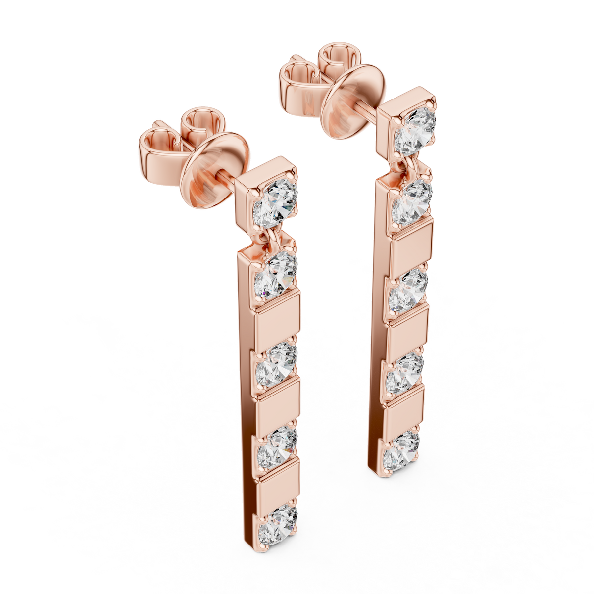 Diamond Strip Round Diamond Earring