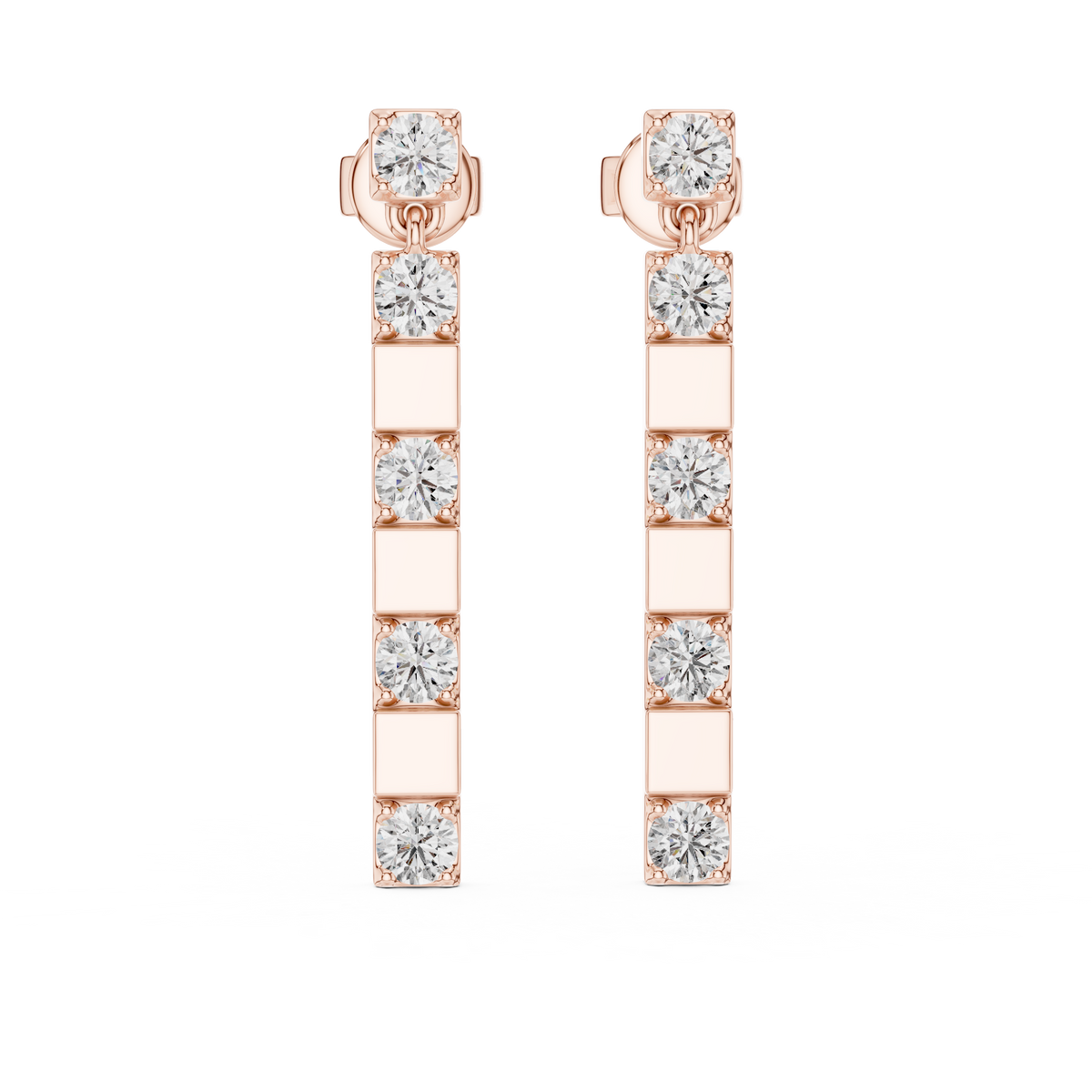 Diamond Strip Round Diamond Earring