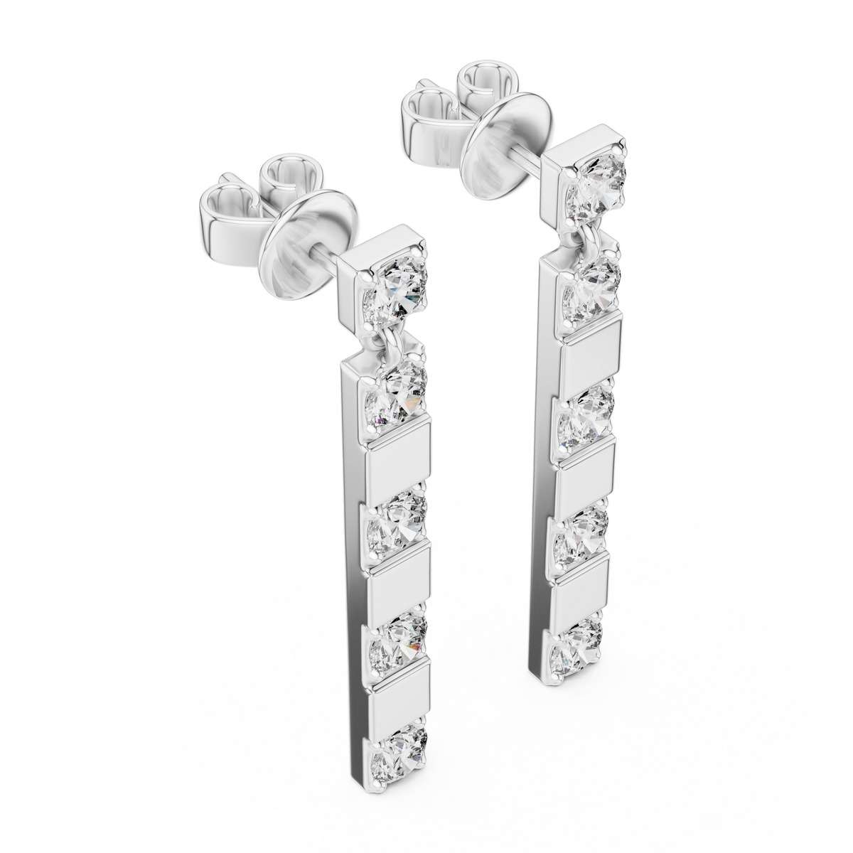 Diamond Strip Round Diamond Earring