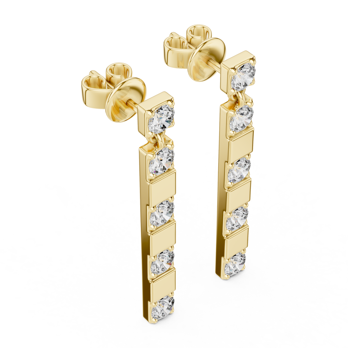 Diamond Strip Round Diamond Earring