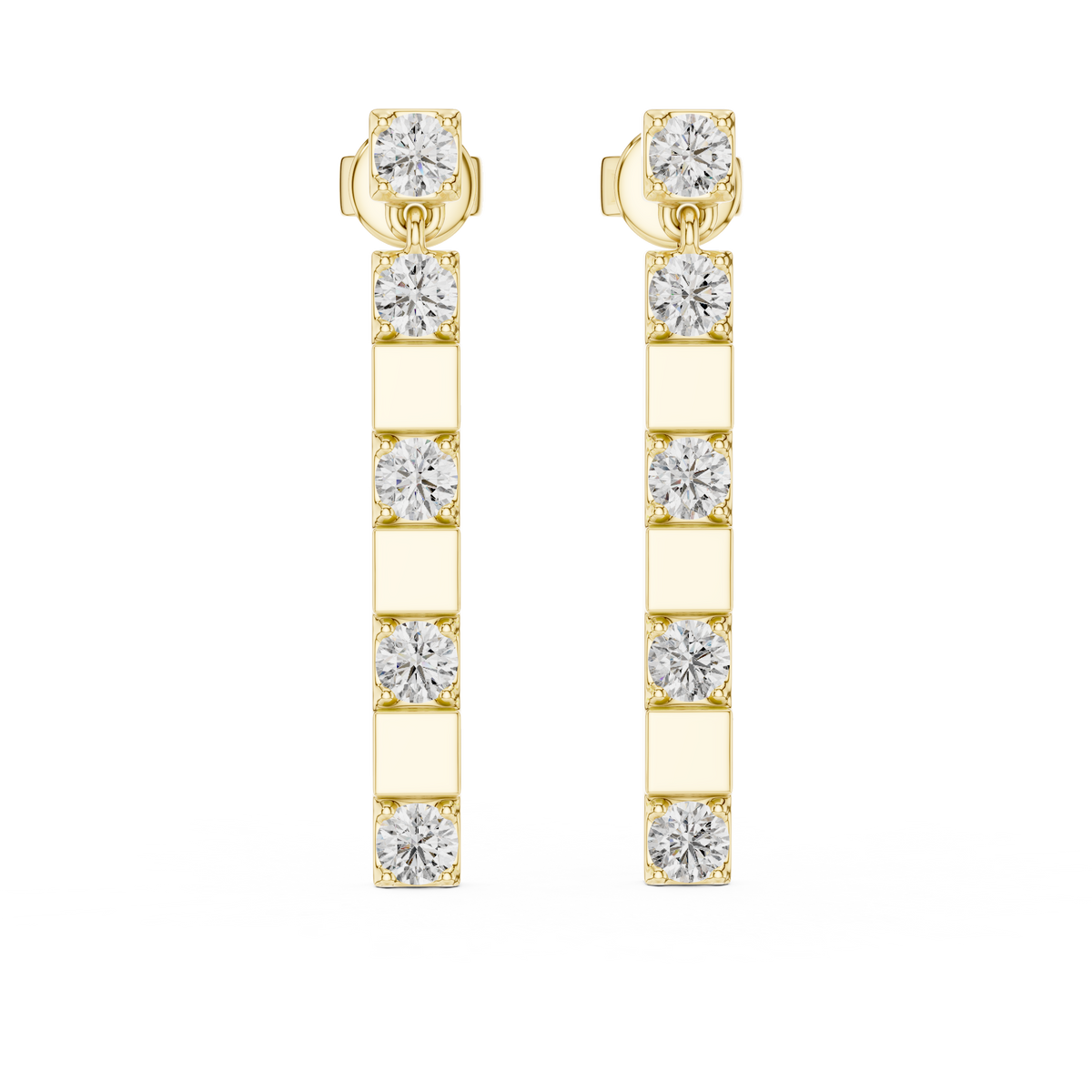 Diamond Strip Round Diamond Earring