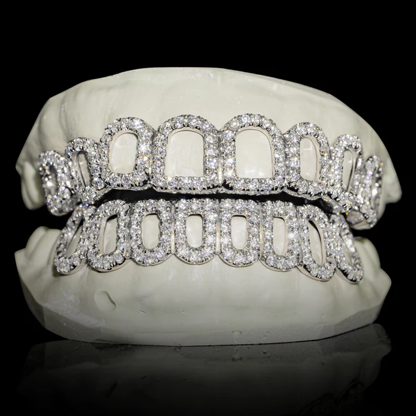 Iced Out Moissanite Diamond Grillz HipHop Silver For Men