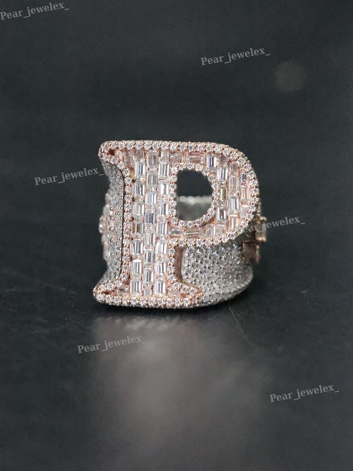 Personalized Letter Ring In 925 Silver VVS Moissanite Hip Hop Men's Ring