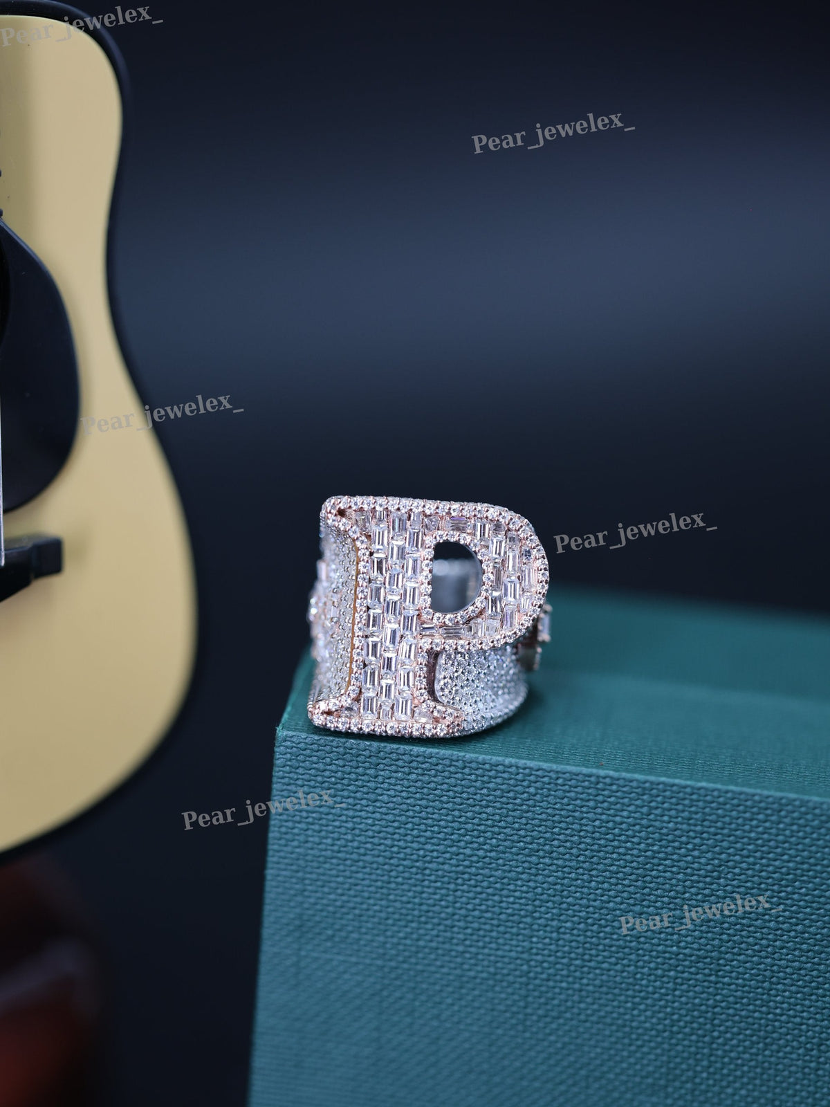 Personalized Letter Ring In 925 Silver VVS Moissanite Hip Hop Men's Ring