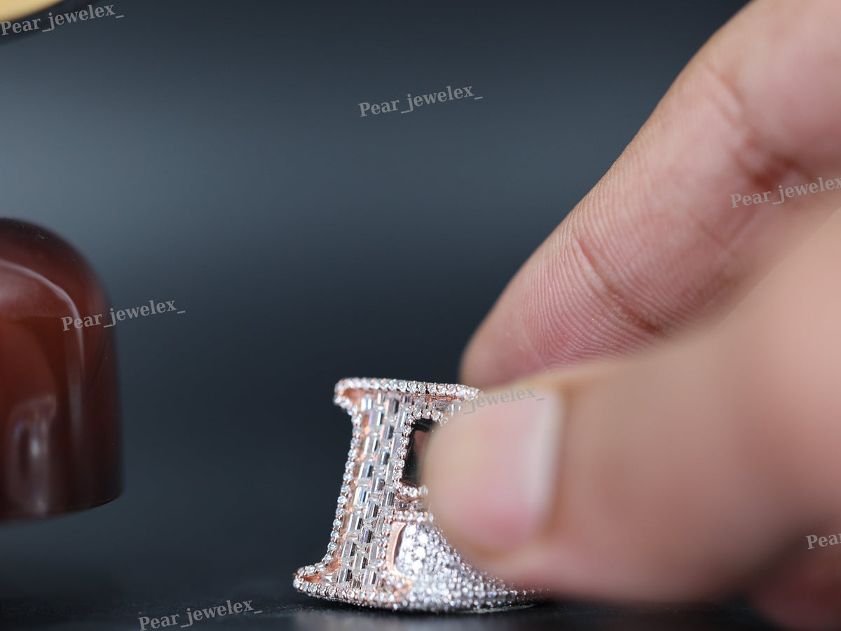 Personalized Letter Ring In 925 Silver VVS Moissanite Hip Hop Men's Ring