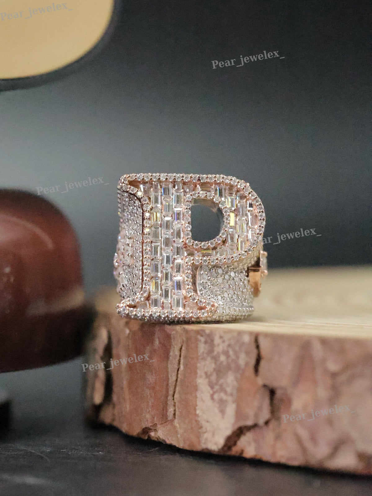 Personalized Letter Ring In 925 Silver VVS Moissanite Hip Hop Men's Ring