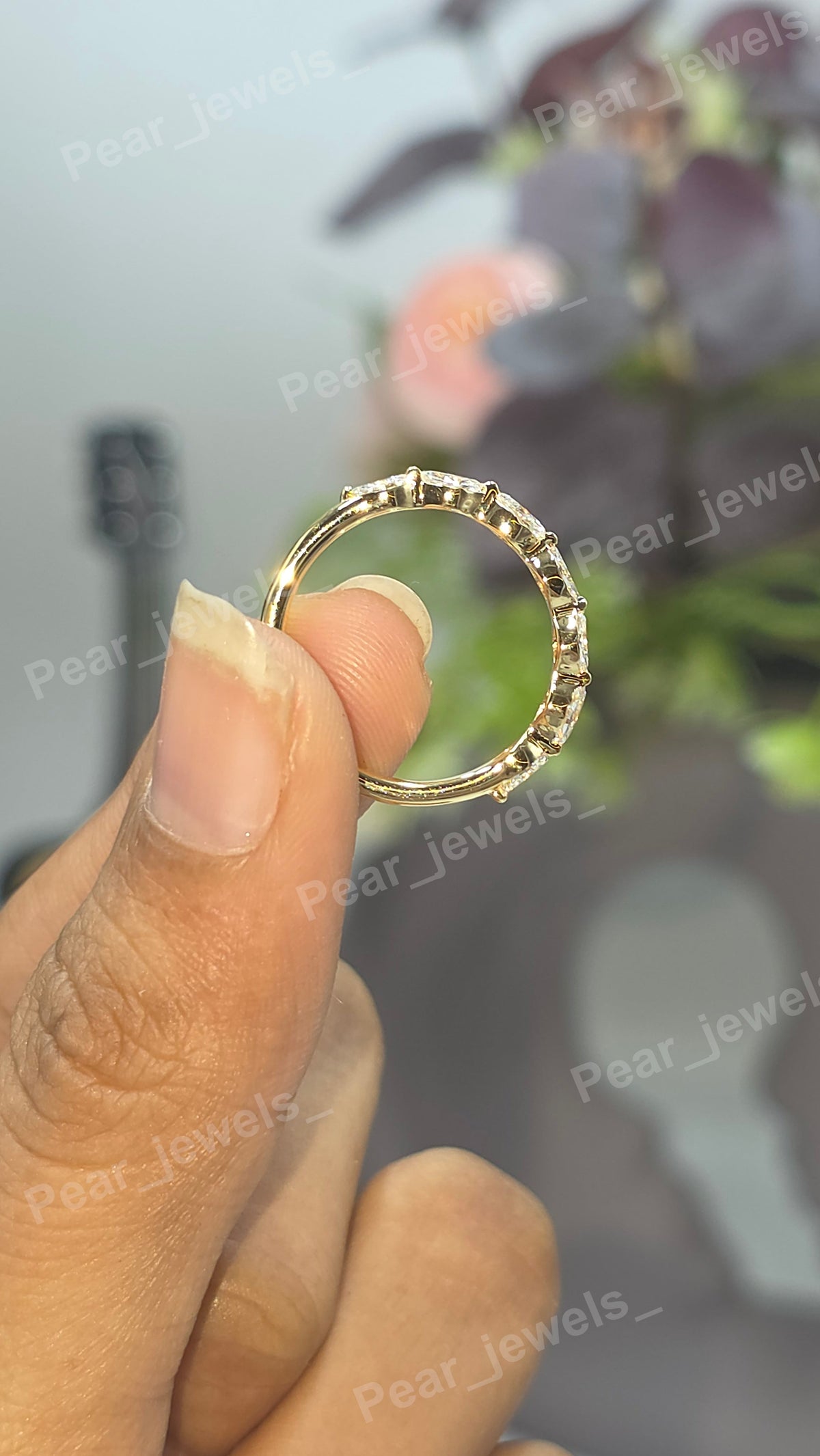 Marquise Cut VVS Moissanite Half Eternity Band In 925 Silver
