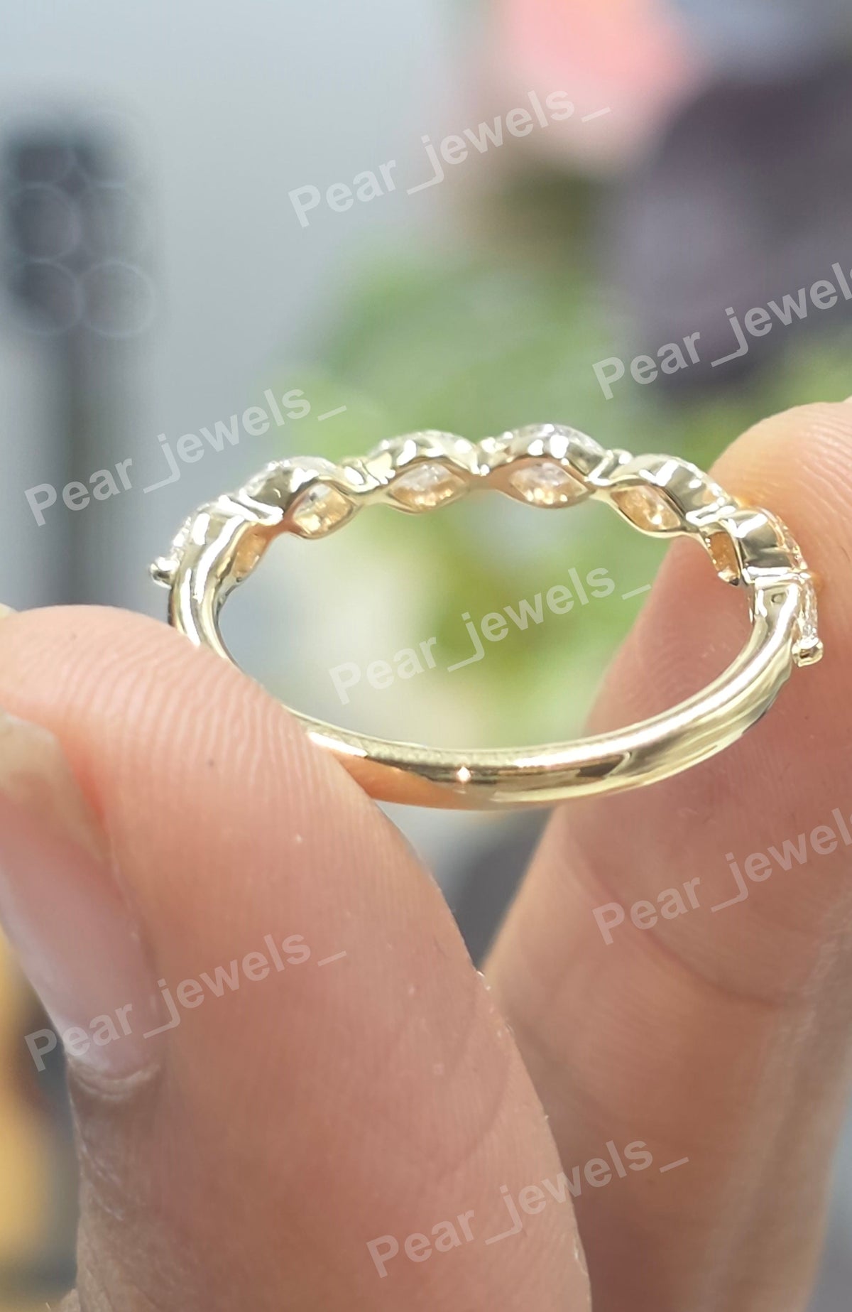 Marquise Cut VVS Moissanite Half Eternity Band In 925 Silver