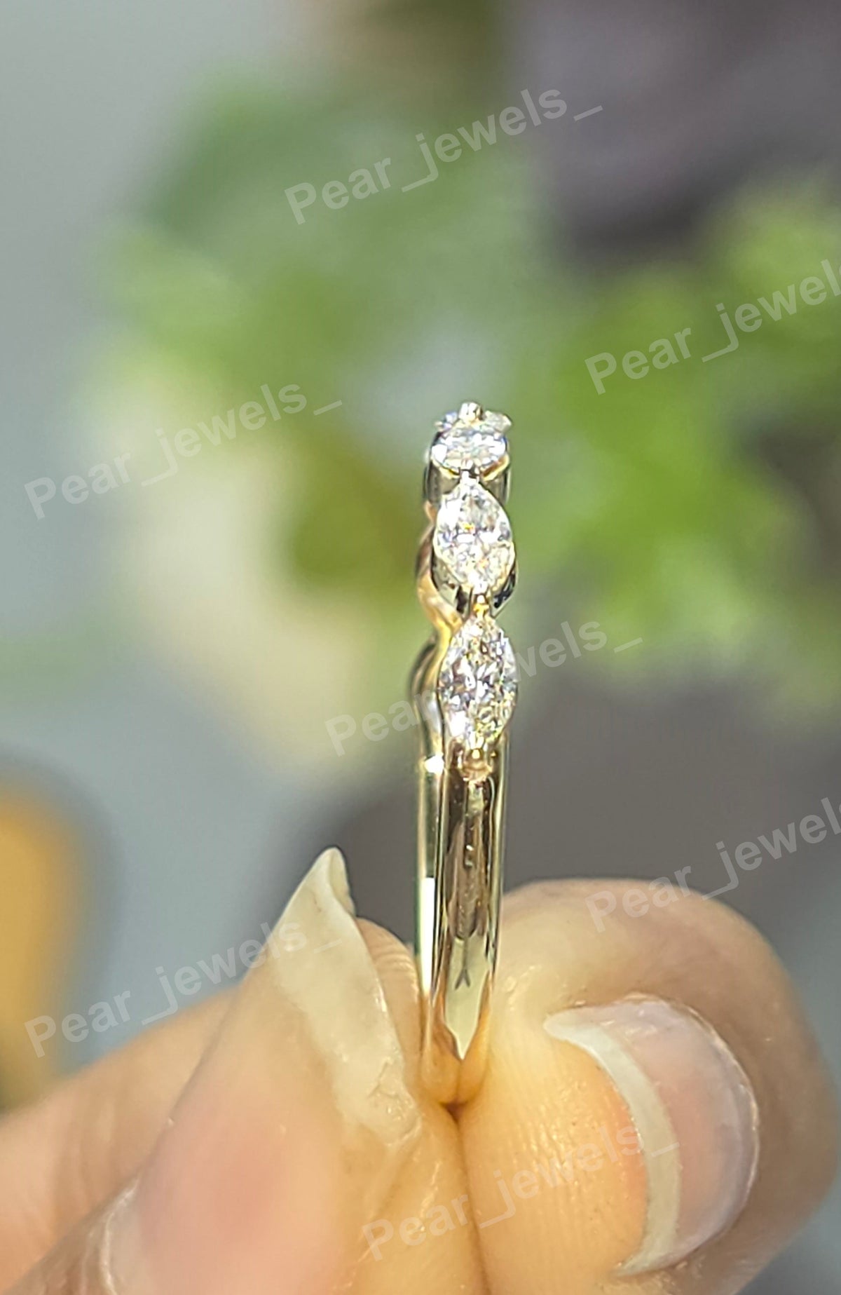 Marquise Cut VVS Moissanite Half Eternity Band In 925 Silver