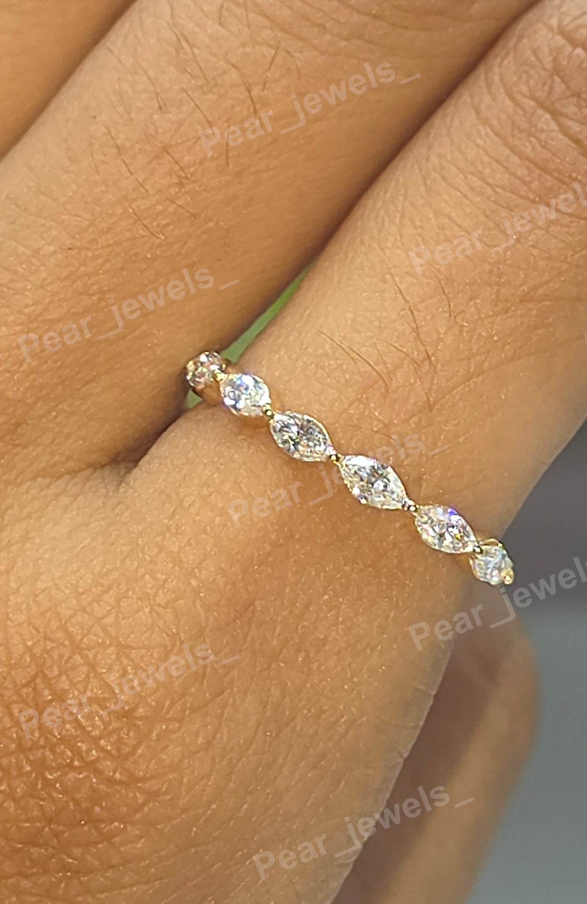 Marquise Cut VVS Moissanite Half Eternity Band In 925 Silver