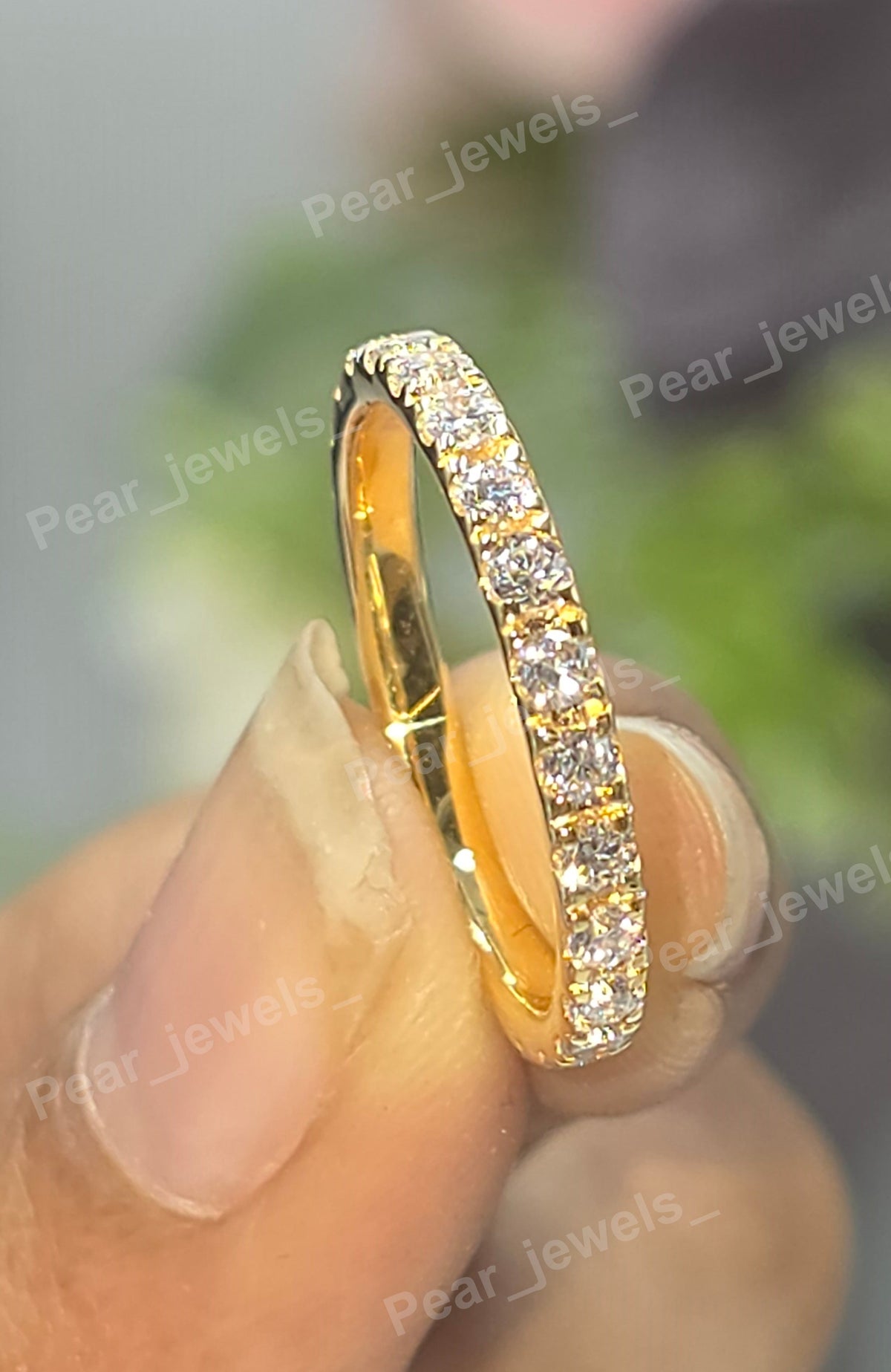 925 Sterling Silver Full Eternity Wedding Band - VVS Moissanite Diamond