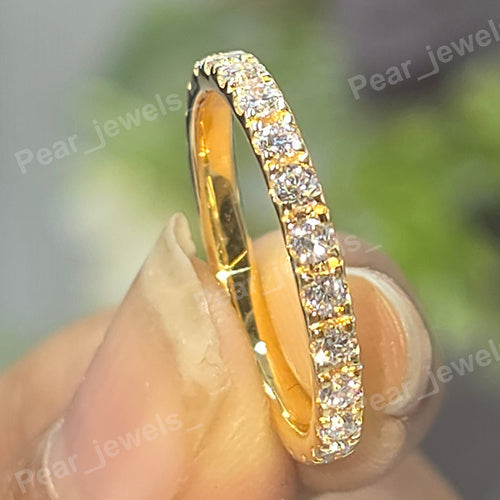 925 Sterling Silver Full Eternity Wedding Band - VVS Moissanite Diamond