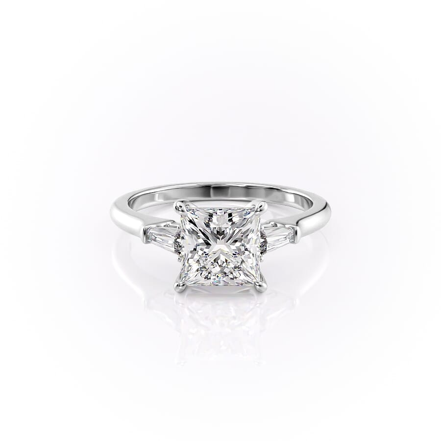 Princess Cut VVS Moissanite Three-Stone Tapered Baguette Ring For Women Proposal