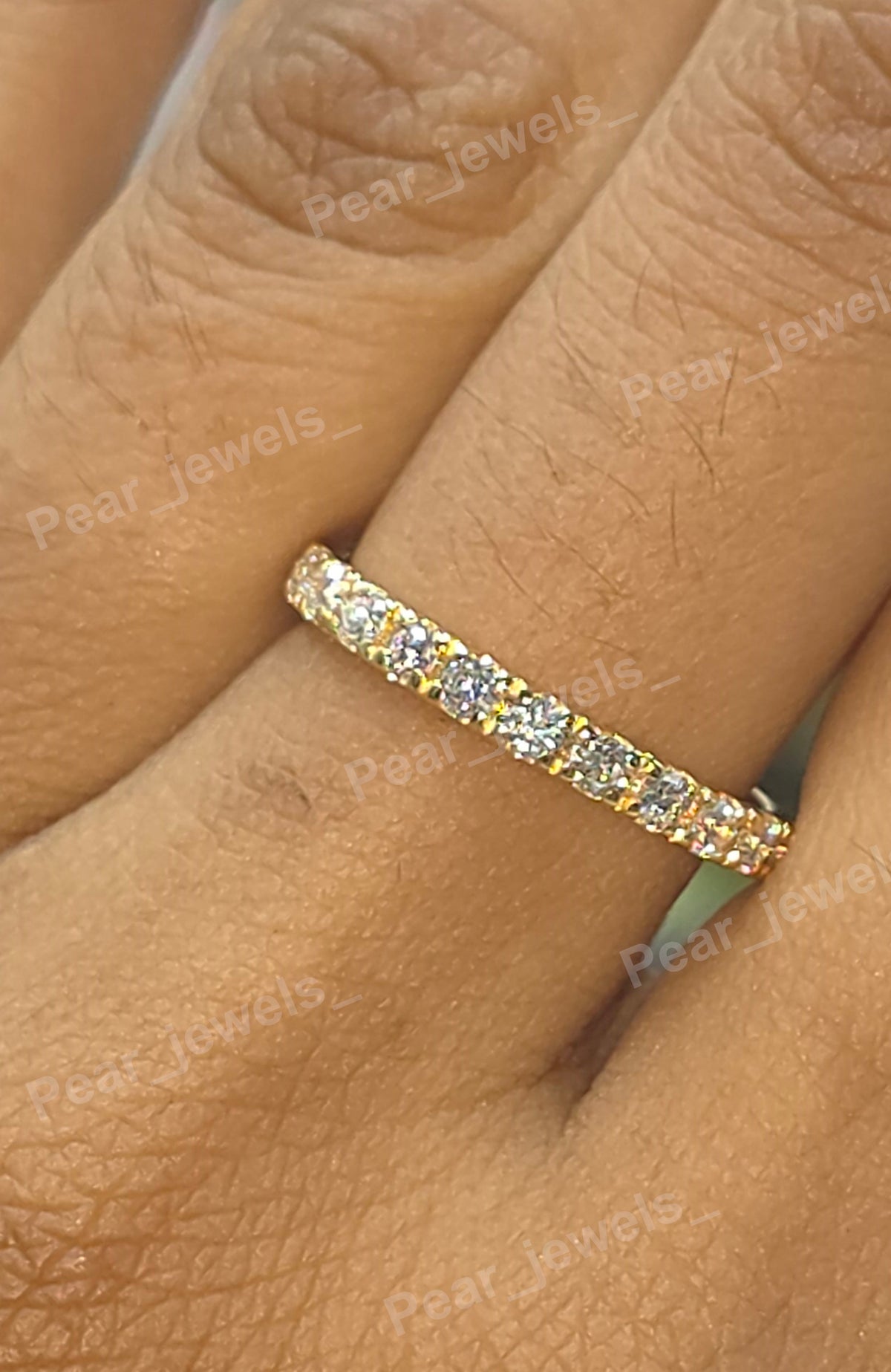 925 Sterling Silver Full Eternity Wedding Band - VVS Moissanite Diamond