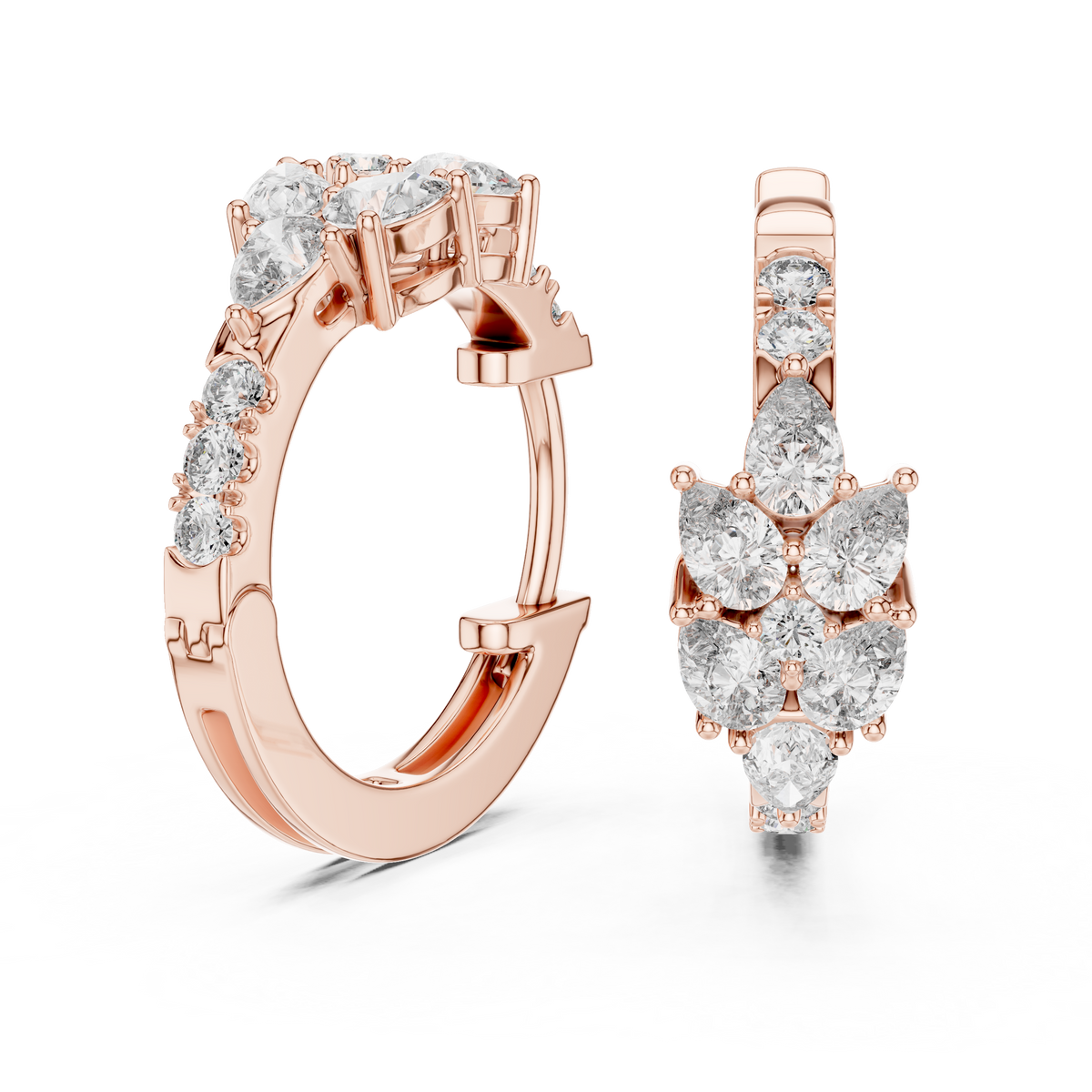 Leaf Shape Bali with Round Diamond Earring