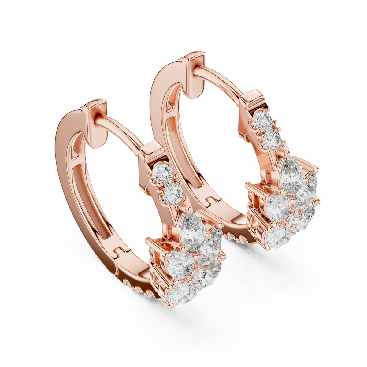 Leaf Shape Bali with Round Diamond Earring