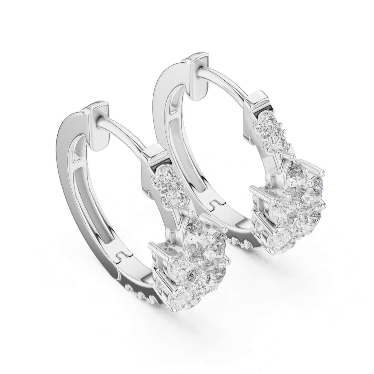 Leaf Shape Bali with Round Diamond Earring