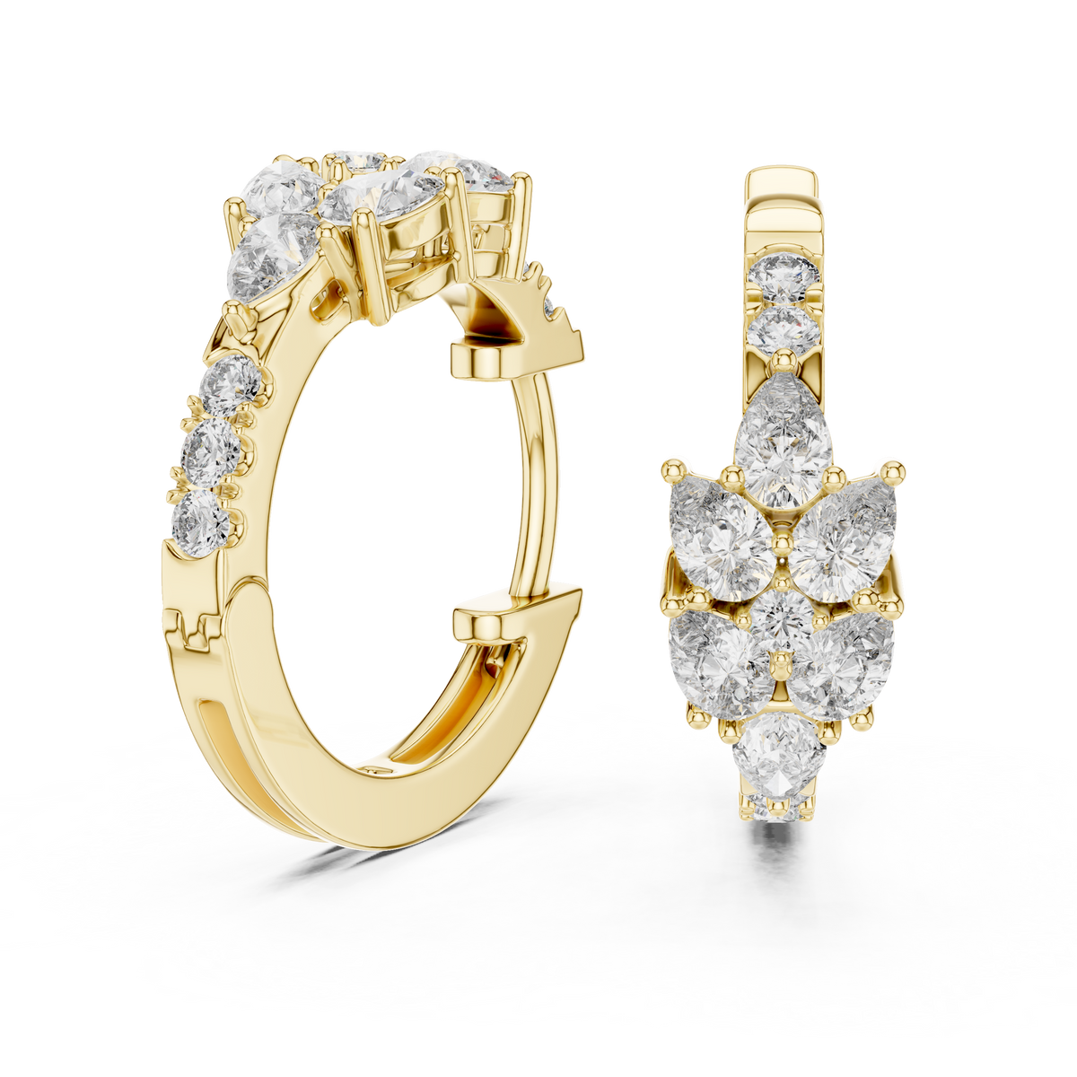 Leaf Shape Bali with Round Diamond Earring