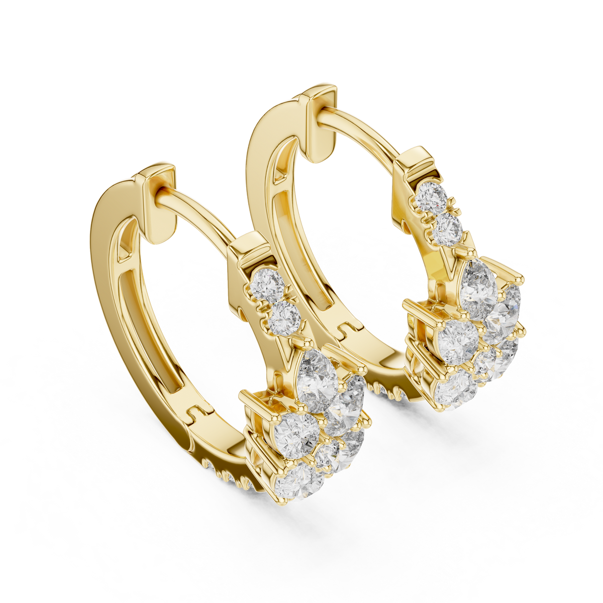 Leaf Shape Bali with Round Diamond Earring