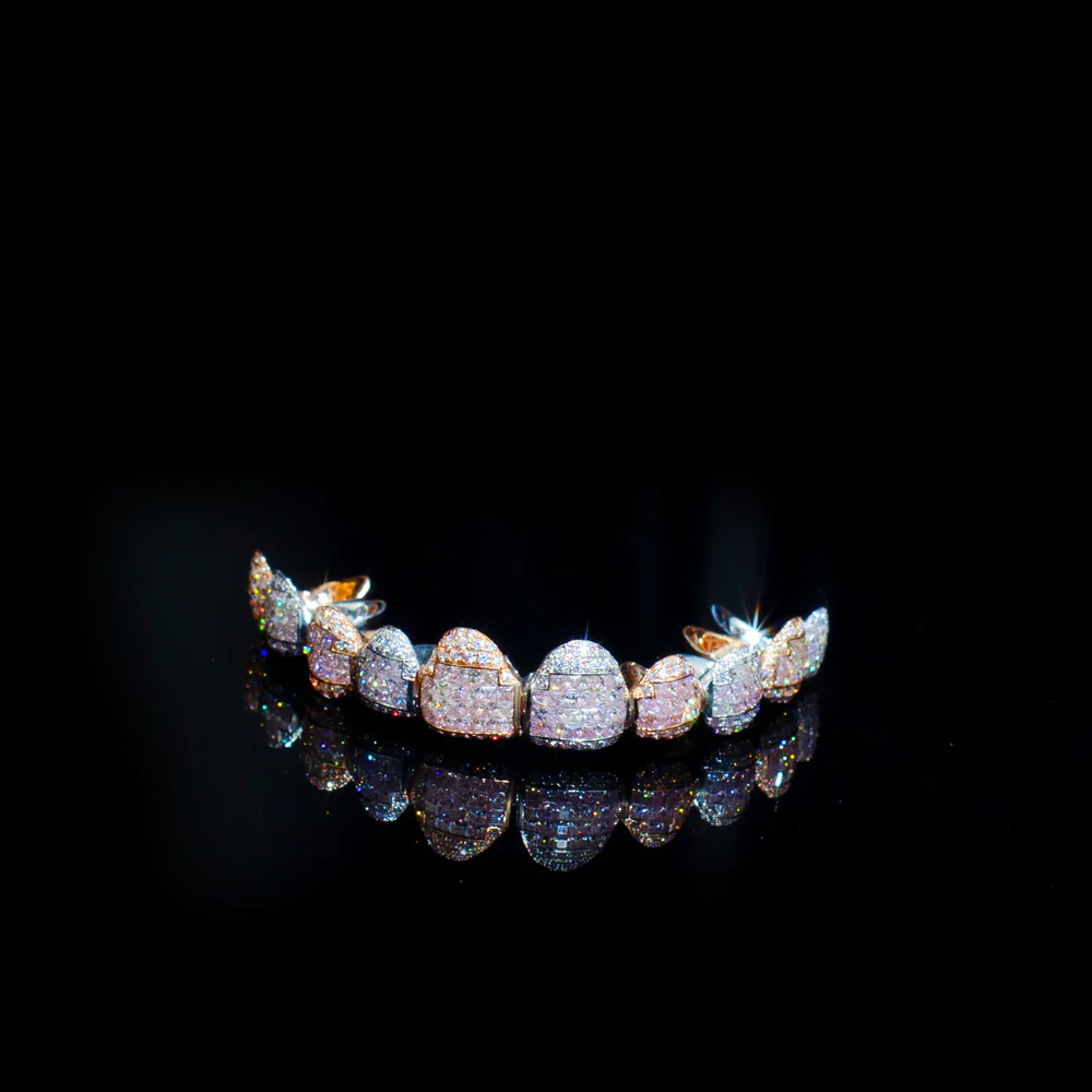 Iced Out Grillz Set Silver Moissanite Diamond Custom HipHop Teeth 925 Silver