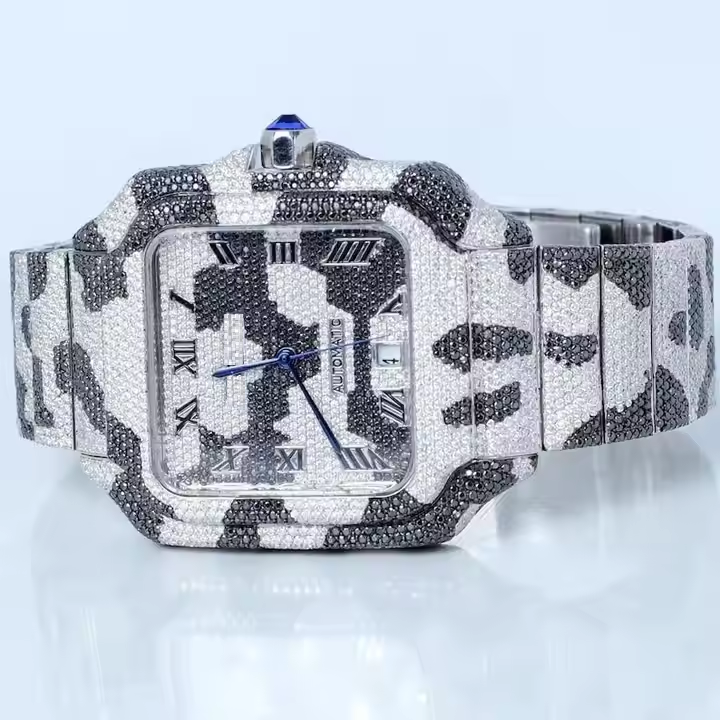 Iced Out Stainless Steel VVS Moissanite Diamond Bust Down Watch