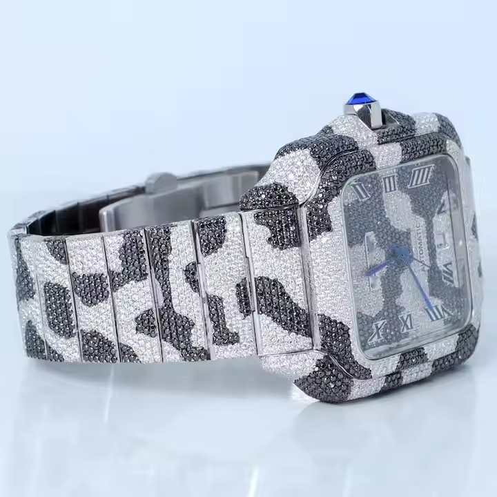 Iced Out Stainless Steel VVS Moissanite Diamond Bust Down Watch
