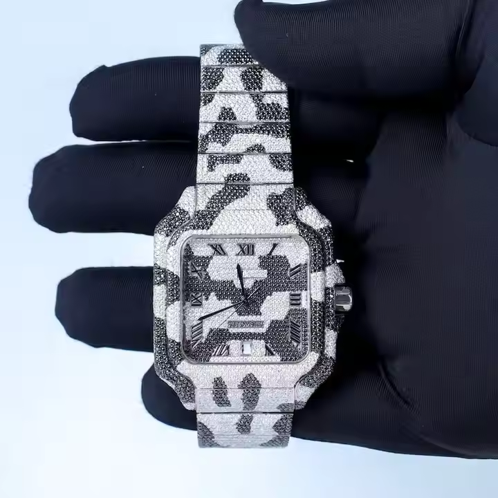 Iced Out Stainless Steel VVS Moissanite Diamond Bust Down Watch