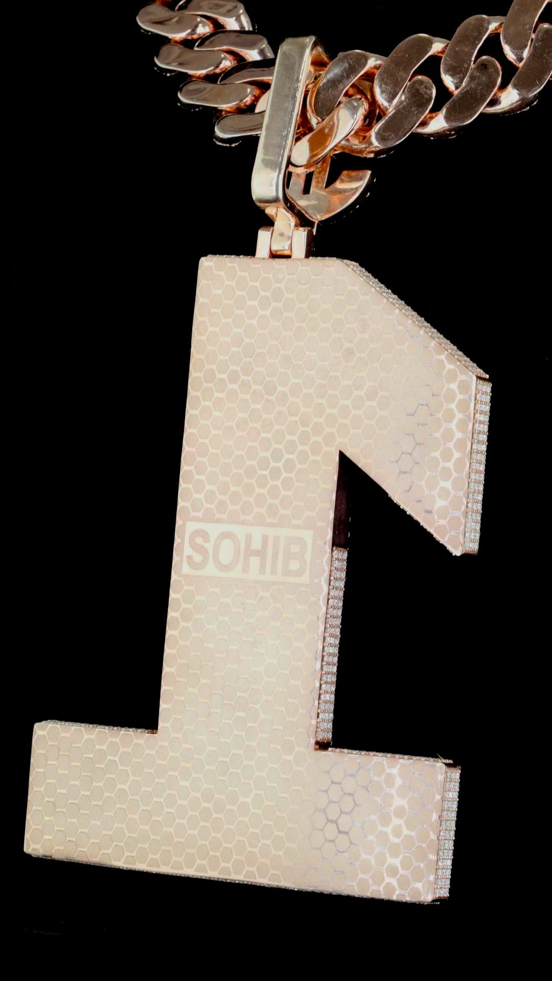 Iced Out 925 Silver VVS Moissanite Custome Dollar Sign Cuban Chain Pendant