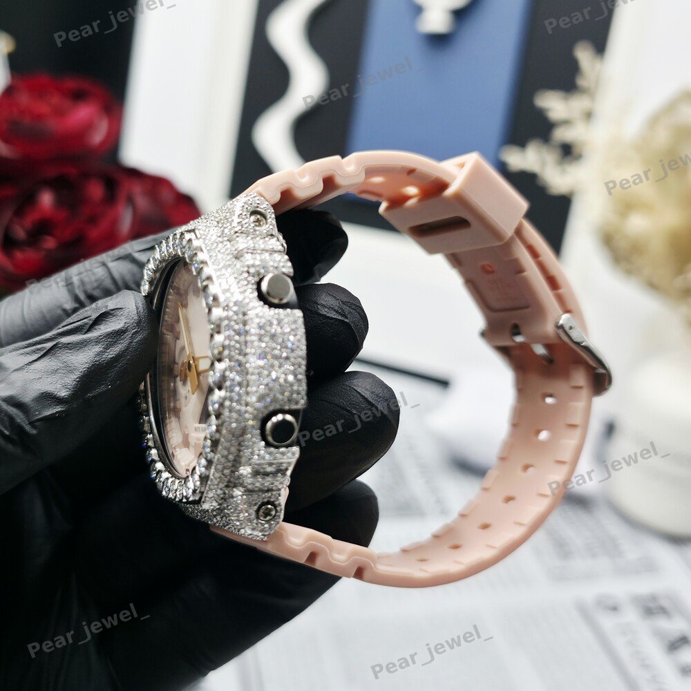 Iced Out Digital Analog Bezel Moissanite Diamond Bust Down Hip Hop Watch