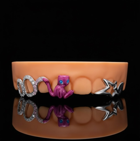 925 Silver Moissanite Colour Full Customize Unisex Grill