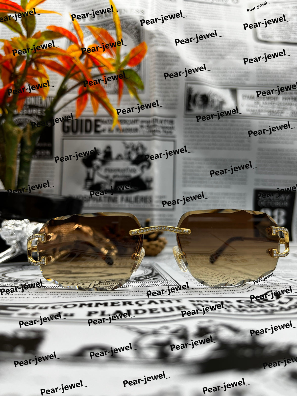 Iced Out Sunglasses Sterling Silver VVS Round Cut Moissanite Diamond