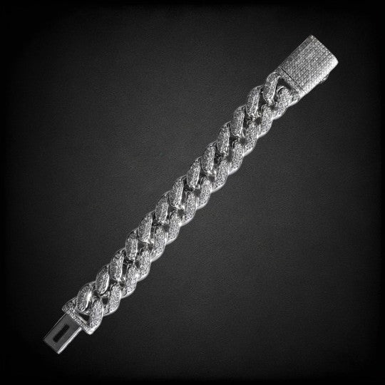 Iced Out Round Cut VVS Moissanite Diamond Cuban Bracelet