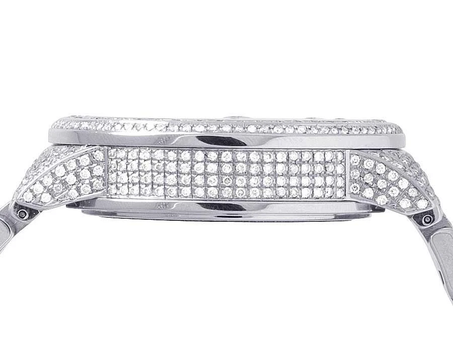 Stainless Steel Iced Out VVS Moissanite Diamond Black Dial Wrist Watch