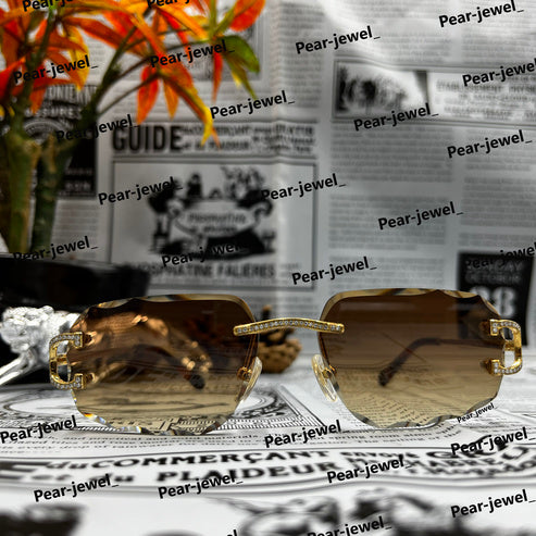 Iced Out Sunglasses Sterling Silver VVS Round Cut Moissanite Diamond