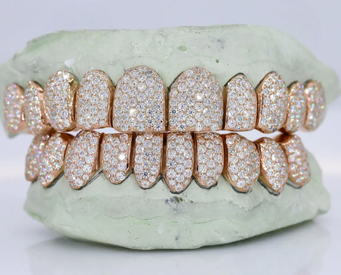 Silver Iced Out VVS Moissanite Diamond Custom Hip Hop Teeth Statement Jewelry